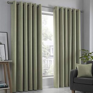 Gröna gardiner: Trender, tips och inspiration för ditt hem Fusion – Gröna gardiner, B 117 x L 183 cm (46 x L 72 tum) – 2 x paneler – öljettgardiner i salviagrön – termiska gardiner för sovrum/vardagsrum – salviagriner – dörrgardiner – Strata-samling