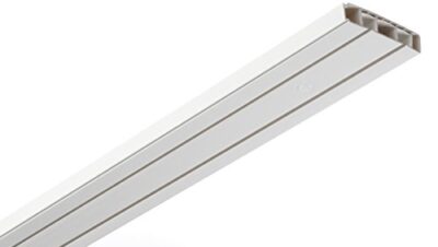 GARDINIA gardinskenset, komplett set med 2-spårig skena, Inklusive monteringsmaterial, 2 x 120 cm, Vit