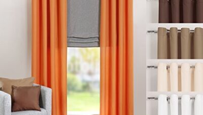 heimtexland ® Öljettgardin i orange enfärgad, ogenomskinlig men ljusgenomsläpplig H x B 245 x 140 cm – dekorativ gardin mikrofiber med vackert lätt fall – gardin typ 117
