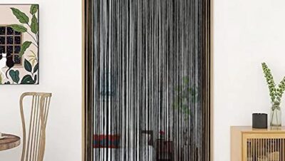 HSYLYM Dörrgardin, fönstergardiner, dörrdekoration, rumsavdelare, dekorationer för rum, dörröppningar, vägg, garderob, fest och möbler, design i ett stycke, B 89 cm x L 180 cm, svart
