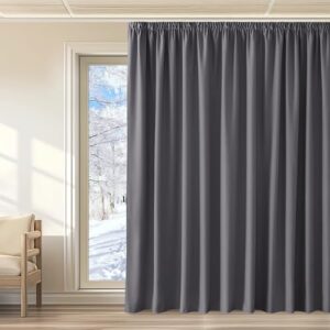 KGORGE Extra breda gardiner, termisk gardin, veckband, 300 cm breda, mörkläggningsgardiner för skena, set om 1, 240 x 300 cm (H x B), grå, termogardiner med veckband, gardiner, ogenomskinliga,