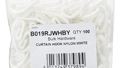 Merriway BH04576 (100 st) vita gardinkrokar i plast – förpackning med 100 stycken, 38 mm x 13 mm