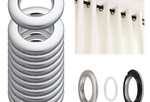TESSTSY 32 stycken gardiner öljettringar, gardinringar tygöljetter, öljettringar för gardiner, runda plastgardiner, ringar, gardiner öljetter, 42 mm innerdiameter, för fönstergardin, duschdraperi