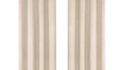 Ystyle Sammetsgardiner om 2 Set, 140 X 225 cm, Gardiner Vardagsrum, Mörkläggningsgardiner, Termiska Gardiner Sammet, Värmeisolerande Gardiner, Gardin Med Öljetter för Vardagsrum Sovrum, Beige